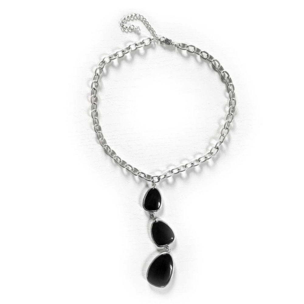 Etienne Aigner Black Stone Pendant Necklace